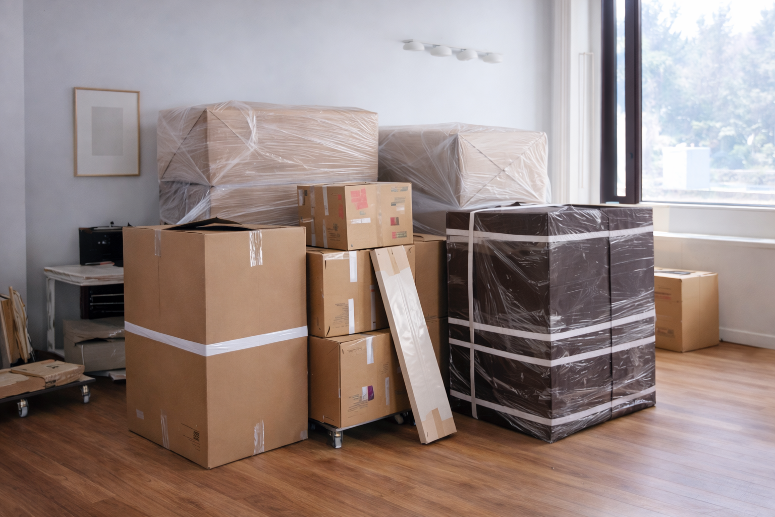 Mudanza de casa en Murcia con cajas y muebles embalados
